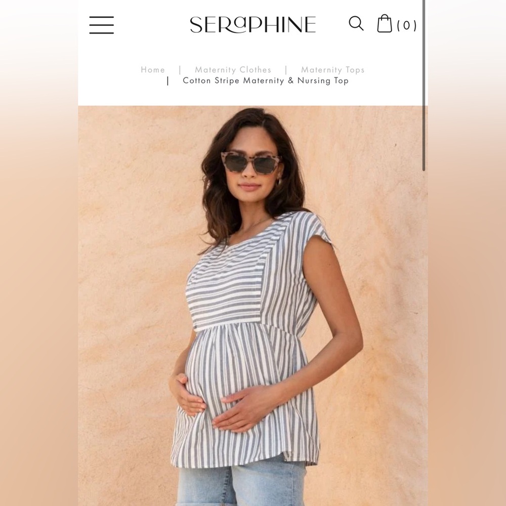 Seraphine Cotton Stripe Maternity and Nursing Top